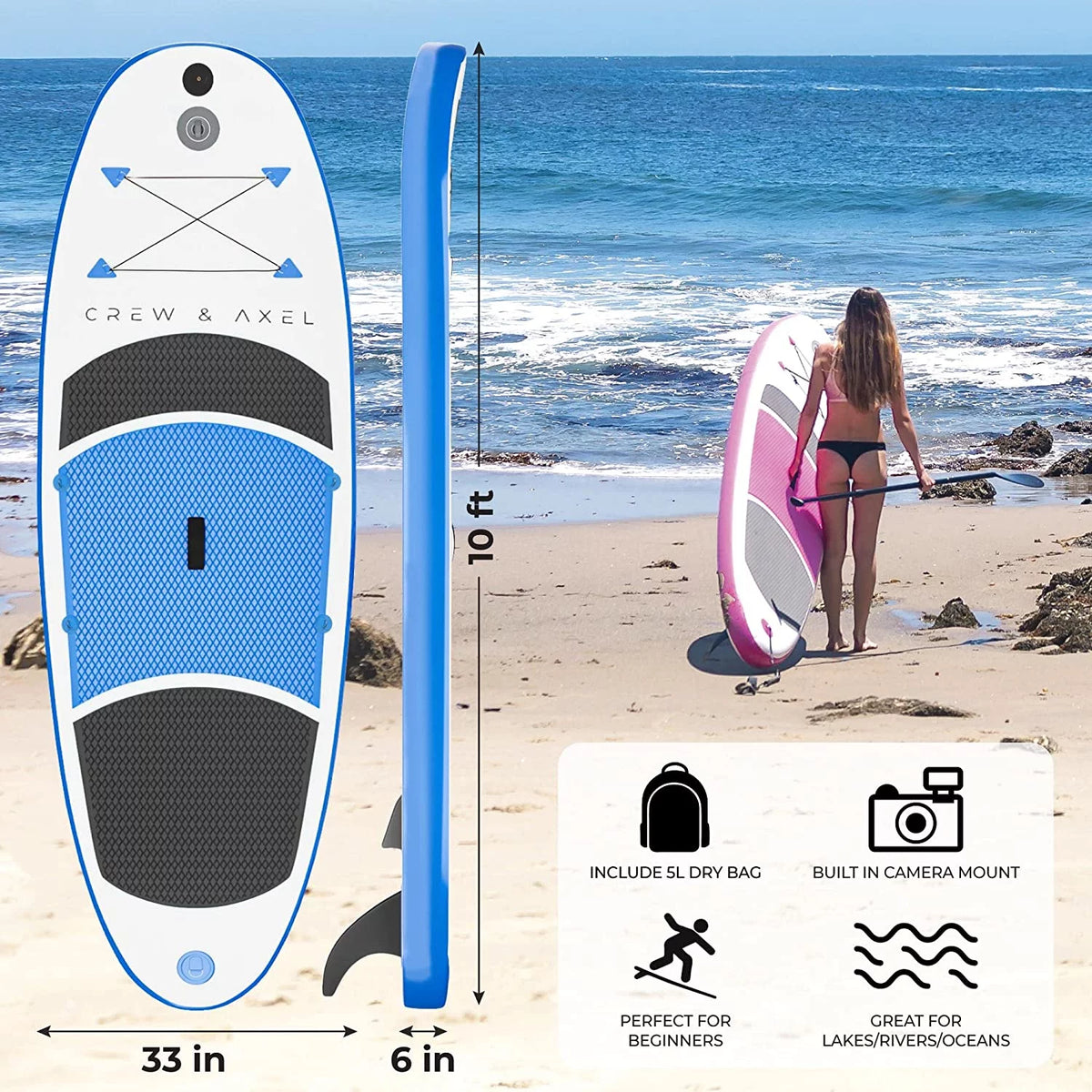 Blue Inflatable Paddle Board SUP Kit K4825