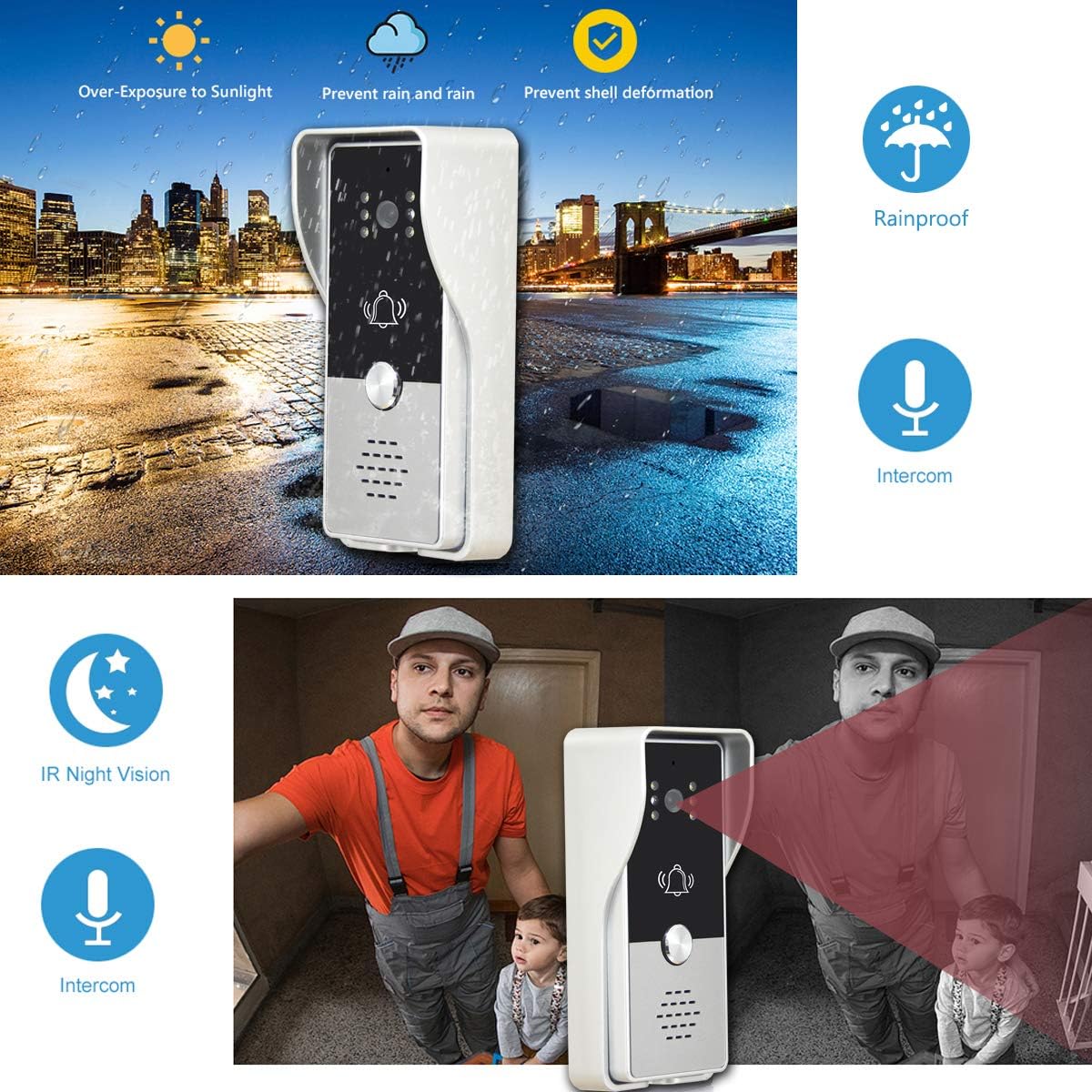 7 Inches Wired Video Doorbell Intercom System H6857