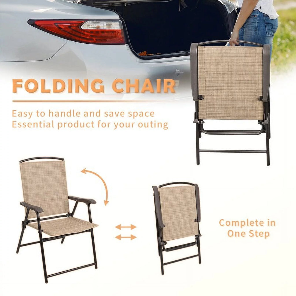 2 Pieces Beige Patio Folding Chairs H839