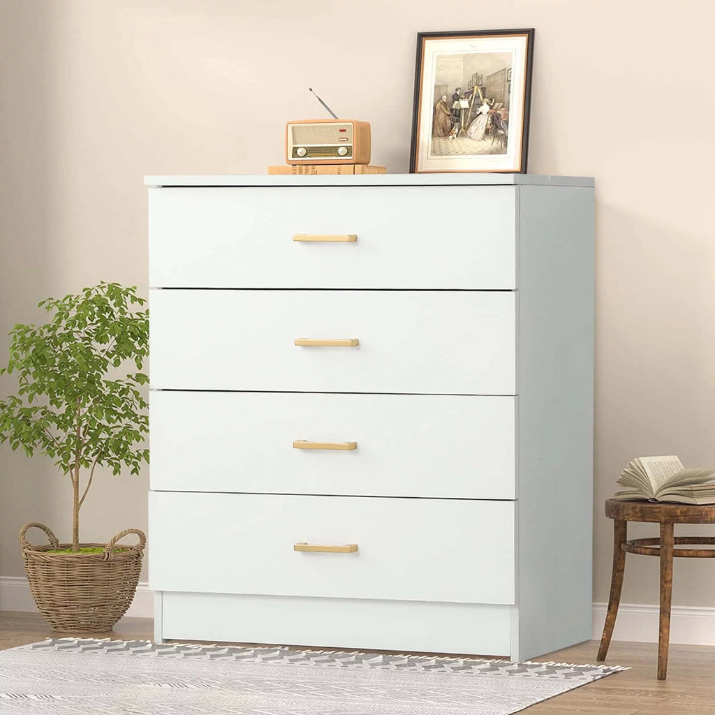 White 4-Drawer Wood Dresser Y420