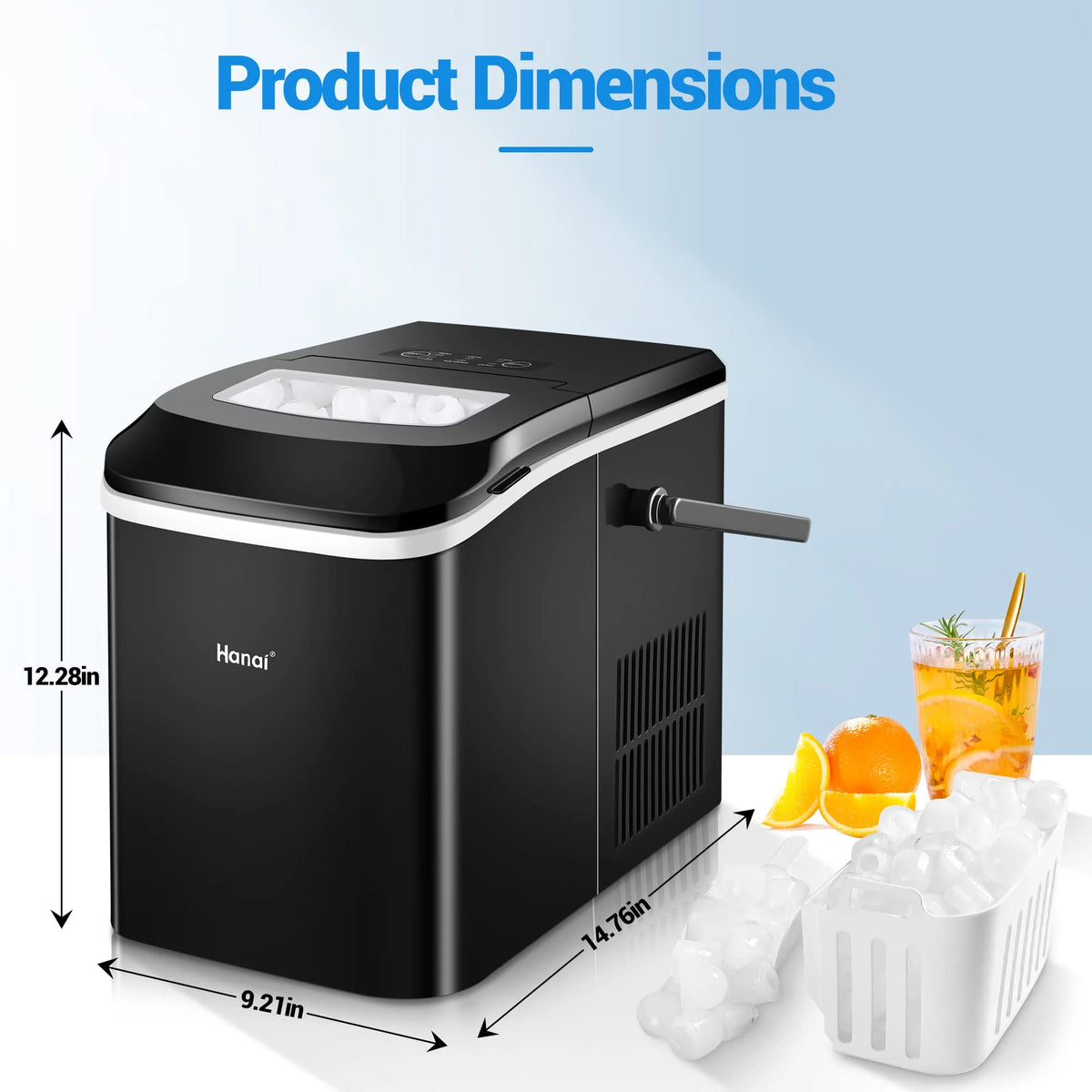 Countertop Ice Maker, 26.5lbs in 24Hrs, Self-Cleaning Portable Ice Machine with Ice Scoop and Basket J77435