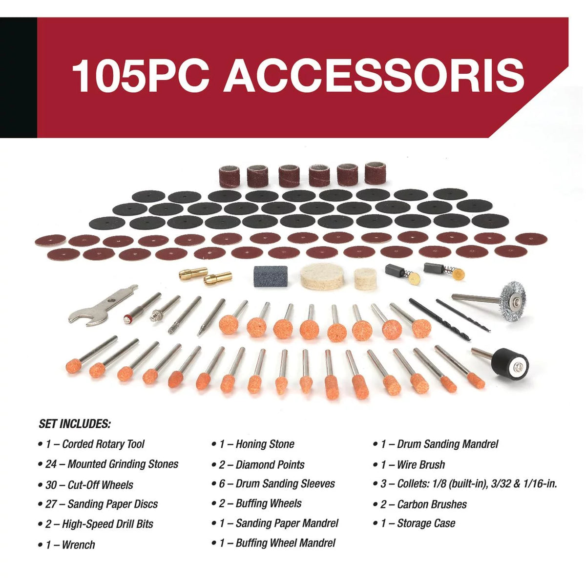 1.5 Amp Corded Rotary Tool with 105 Accessories & Storage Case D285419