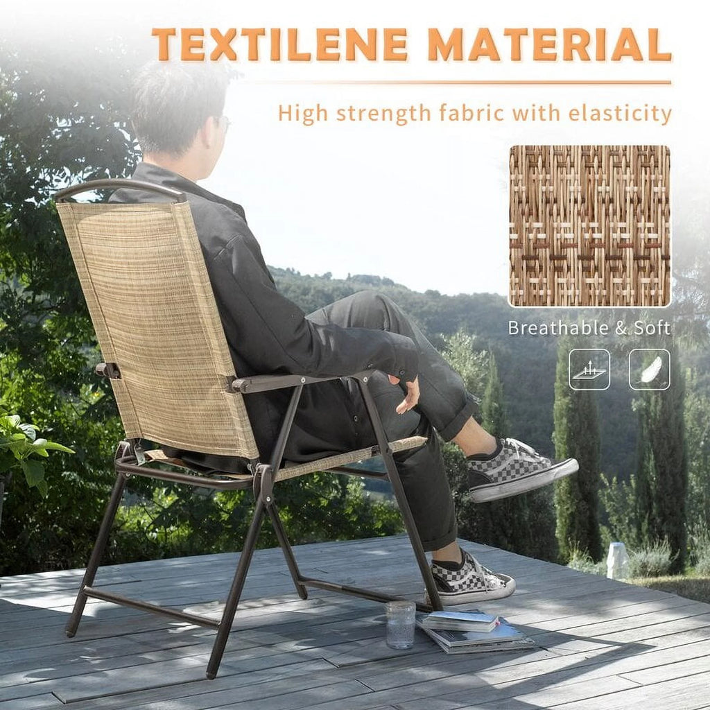 2 Pieces Beige Patio Folding Chairs H839