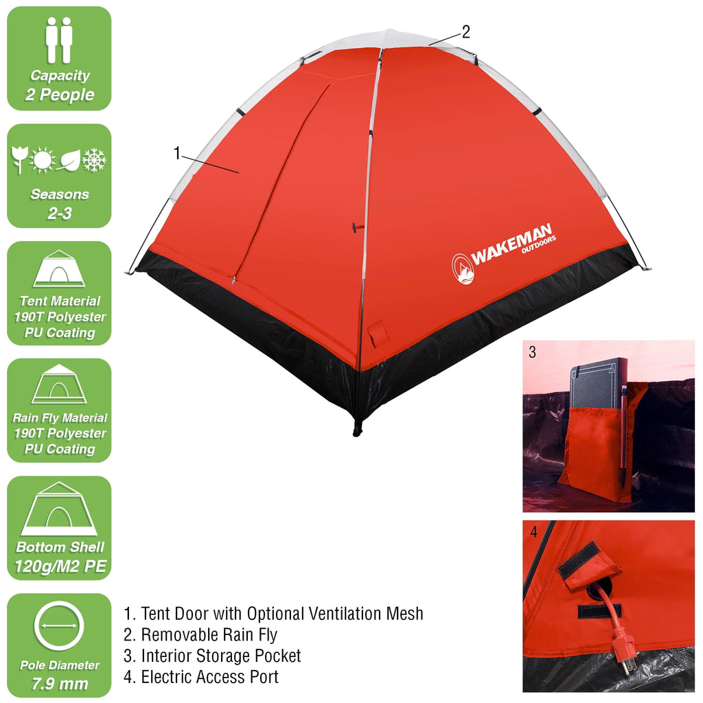 2-Person Water-Resistant Dome Tent with Rain Fly and Carry Bag Q83161