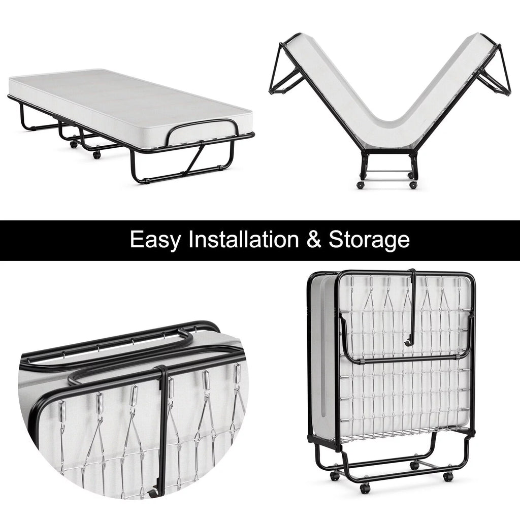 Folding Metal Bed with Memory Foam Mattress H366