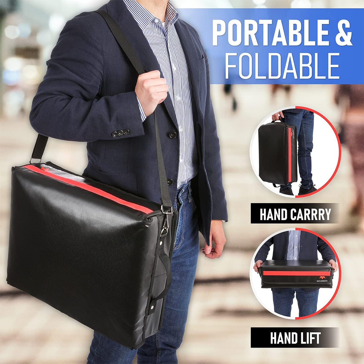 Fireproof Document Organizer Bag with Lock, 3-Layer File Storage Box with Dividers, Waterproof Collapsible File Holder T216