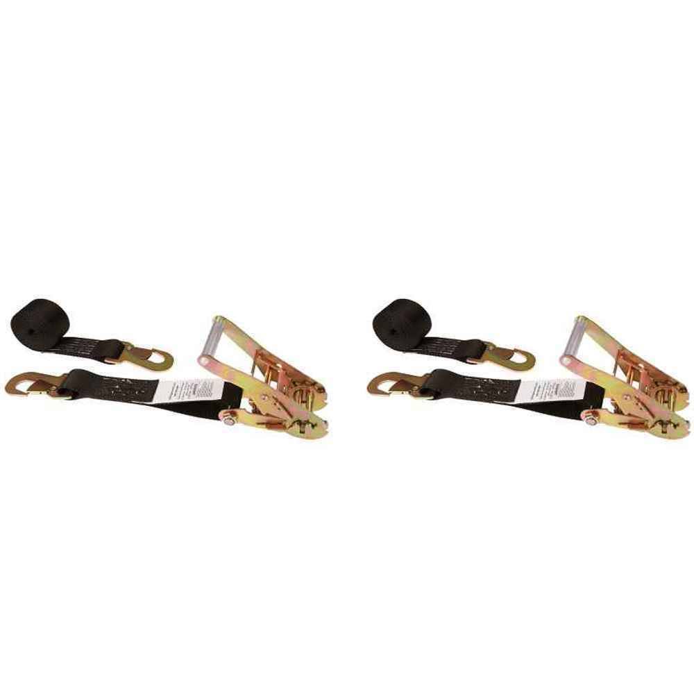 Black Car Tie Down with Flat Snap Hooks 2 Pack T1907