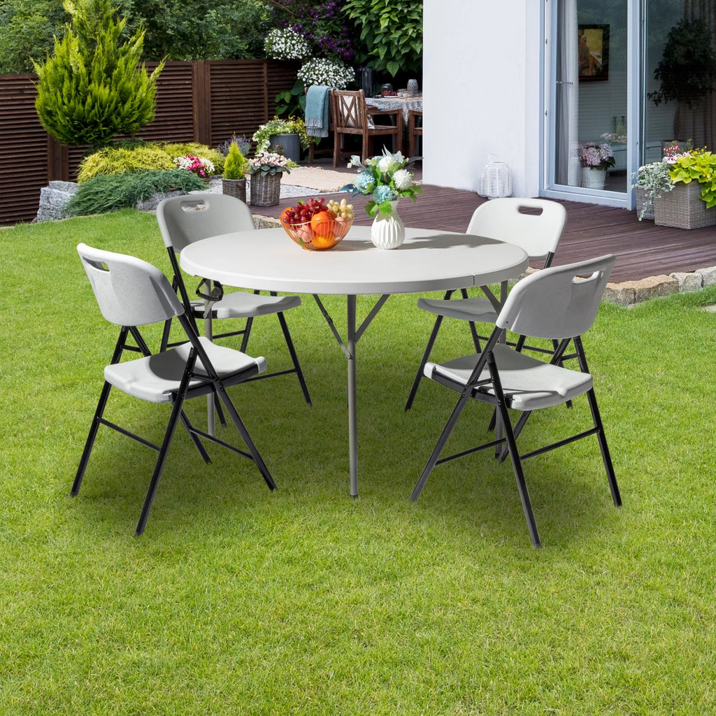 4 Ft White Round Folding Plastic Dining Table I1649