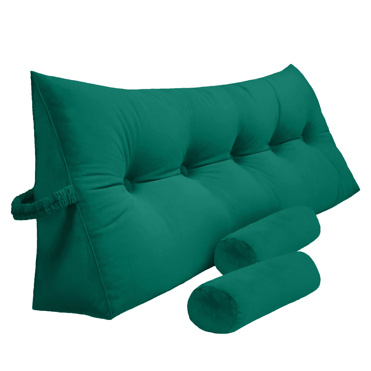 Green Queen Triangular Bed Rest Pillow with Two Detachable Roll Pillows D906