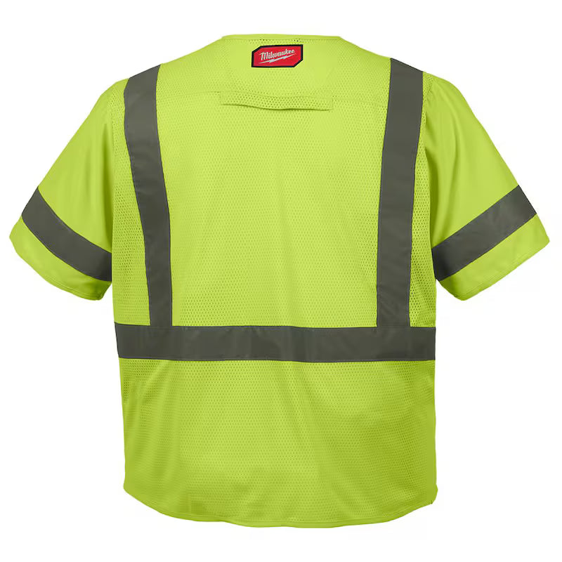Yellow Class 3 High Visibility Safety Vest with 10-Pockets and Sleeves I436739