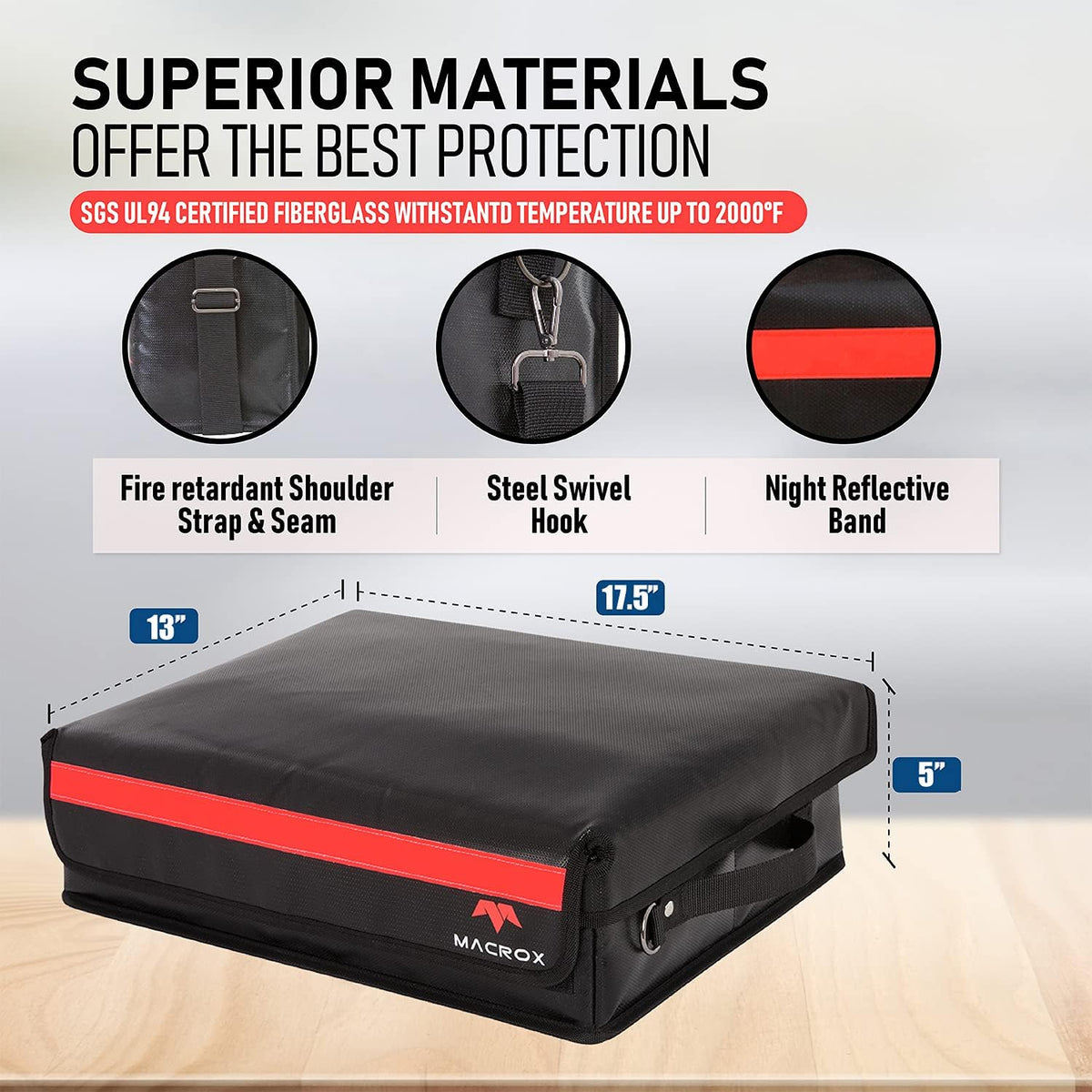 Fireproof Document Organizer Bag with Lock, 3-Layer File Storage Box with Dividers, Waterproof Collapsible File Holder T216