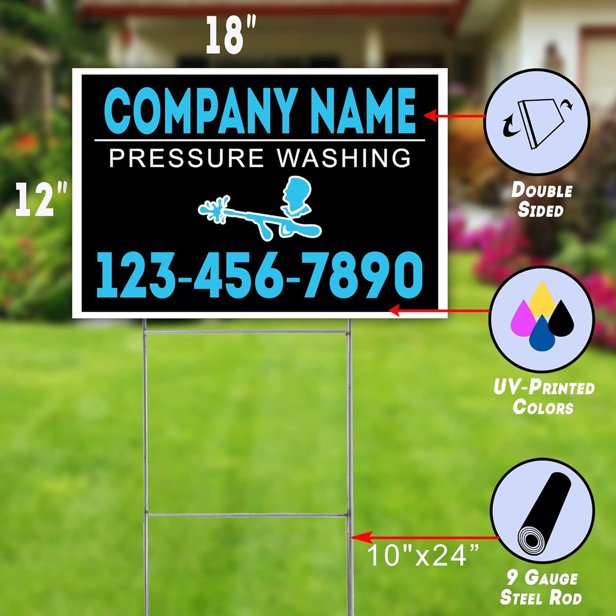 Custom Plastic 18x12 Double-Sided Pressure Washing Signs Y7917