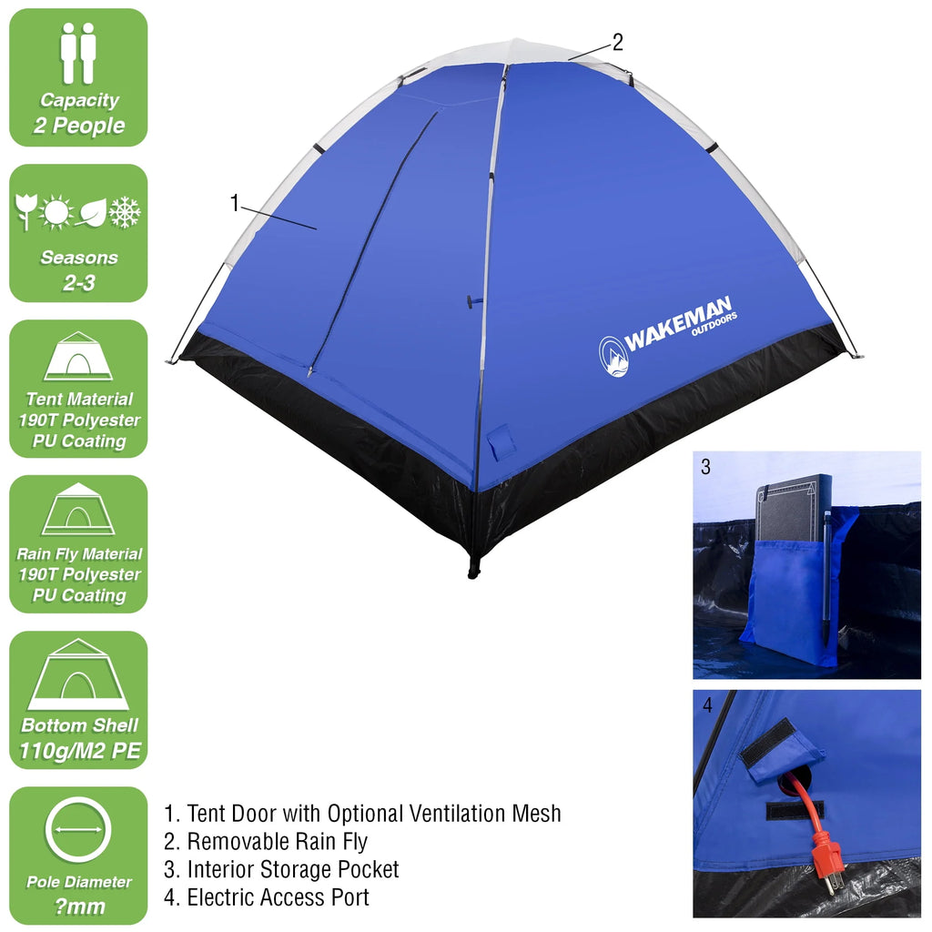 2-Person Water-Resistant Dome Tent with Rain Fly and Carry Bag Q83161
