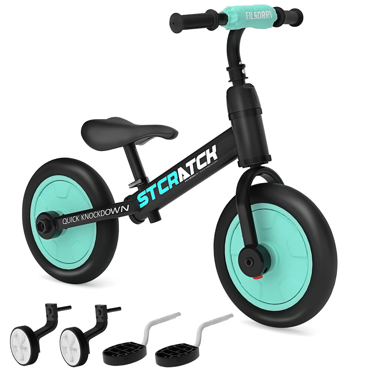 4 in 1 Lightweight Kids Balance Bike with Pedals and Training Wheels I71971