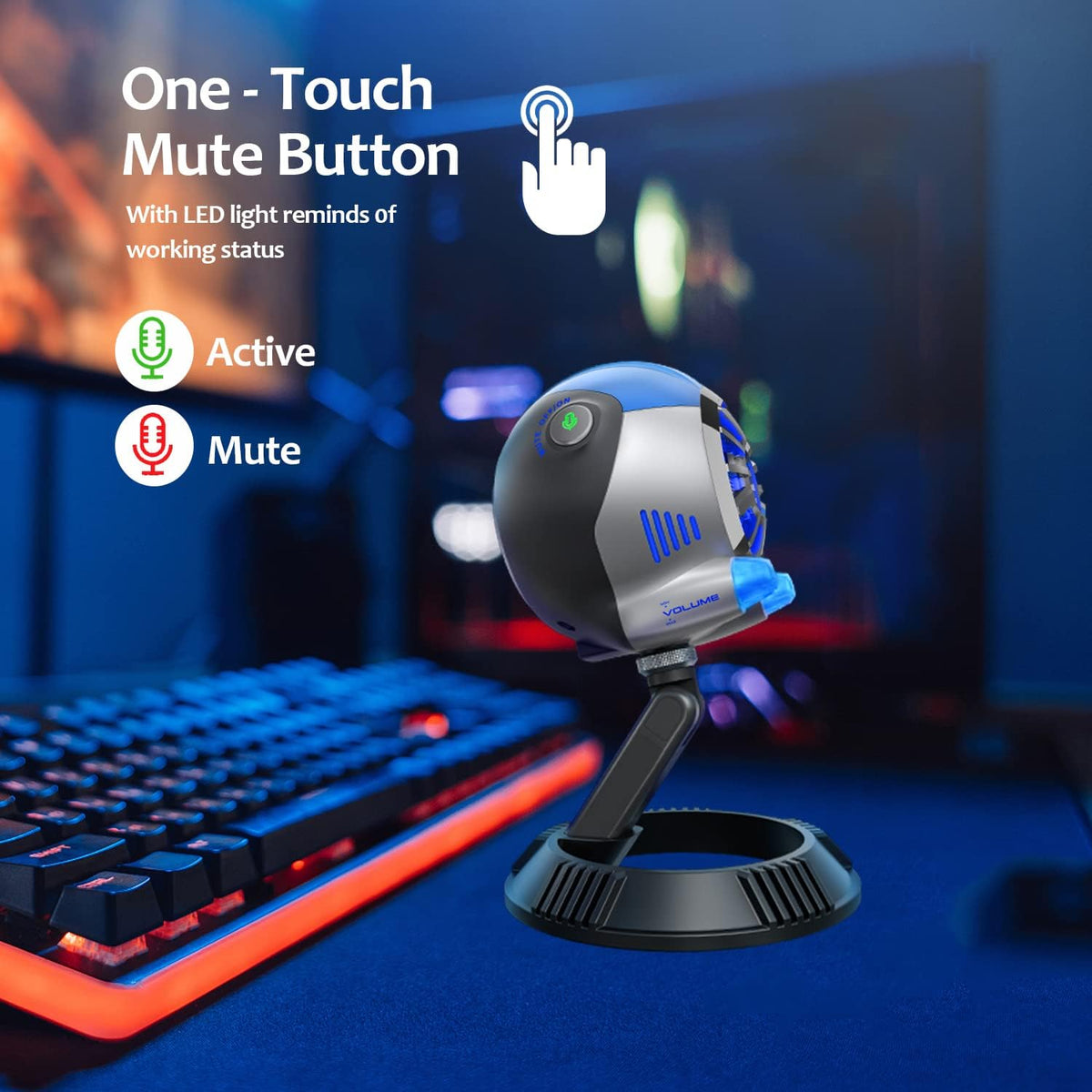 RGB Gaming Microphone with Quick Mute and Gain Control Q750