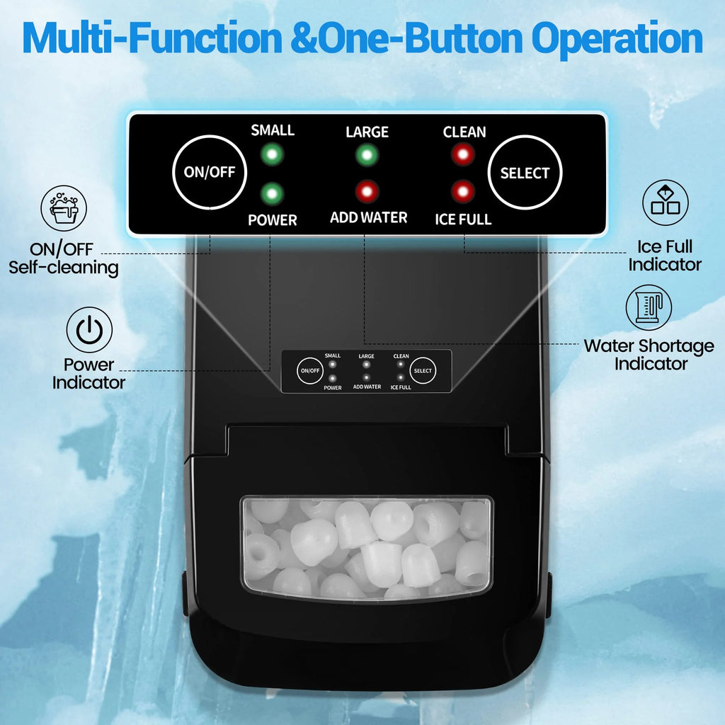 Countertop Ice Maker, 26.5lbs in 24Hrs, Self-Cleaning Portable Ice Machine with Ice Scoop and Basket J77435