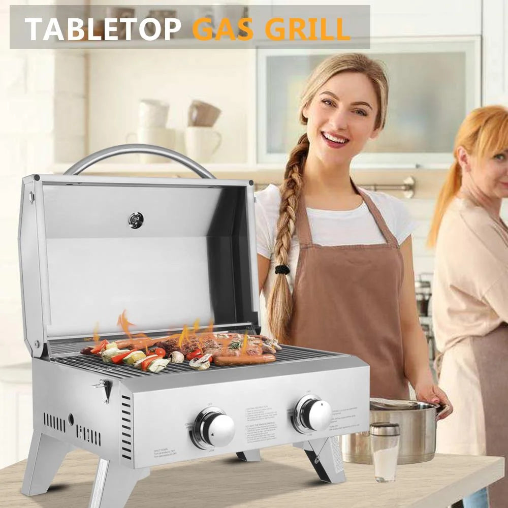 Portable 2 Burner Stainless Steel Propane Grill R7150