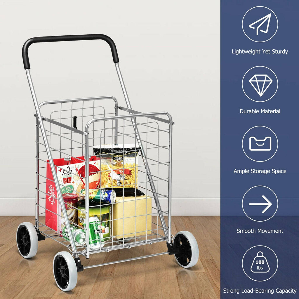 Folding Shopping Cart Utility Trolley Black V32199