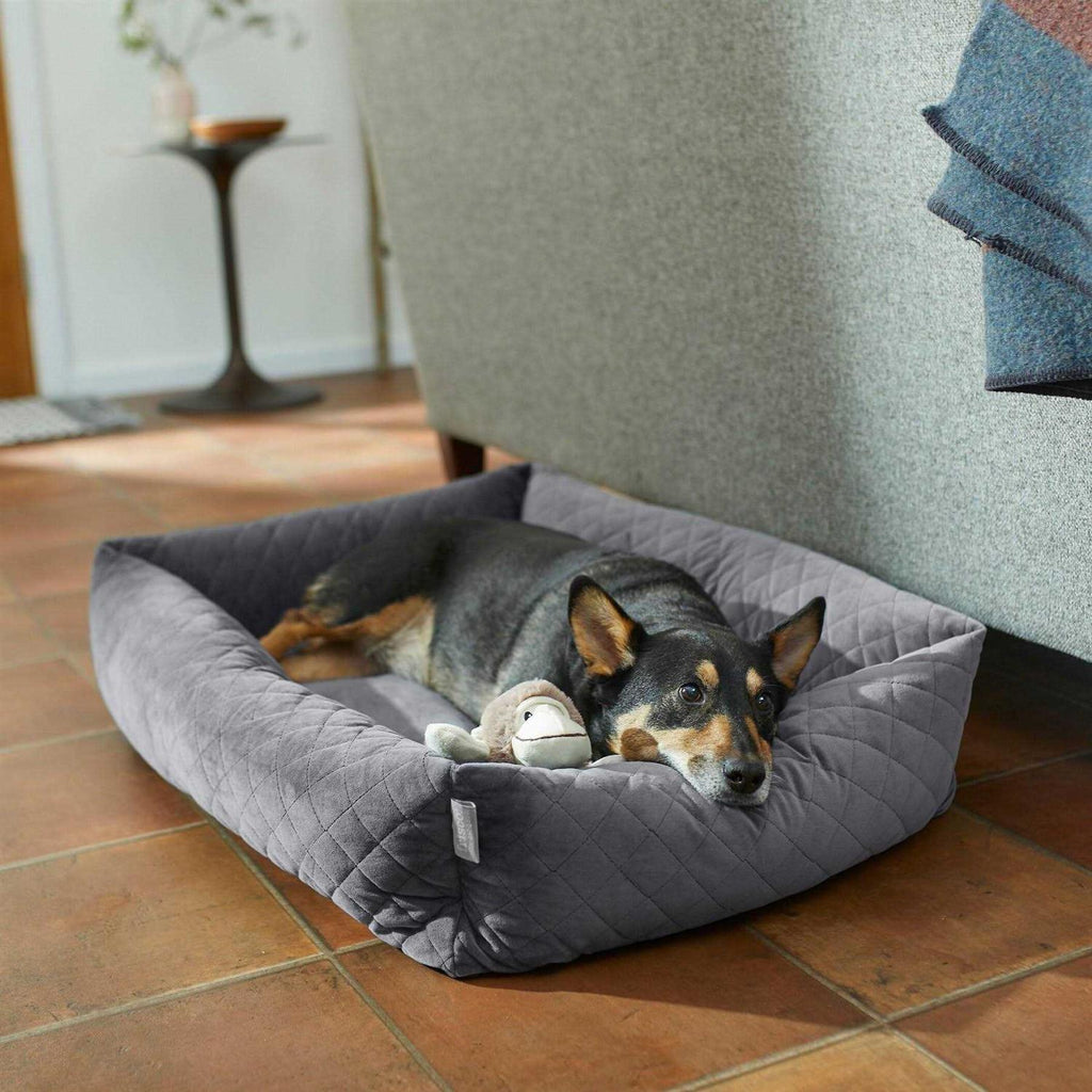 Velvet Rectangular Bolster Cat Dog Bed C2346
