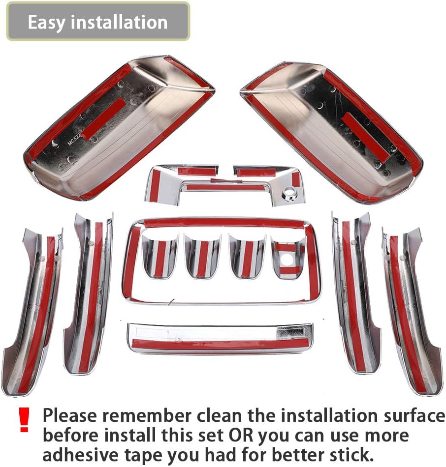 Chrome Door Handles Mirror Covers Tailgate Cover with Camera Hole V4056