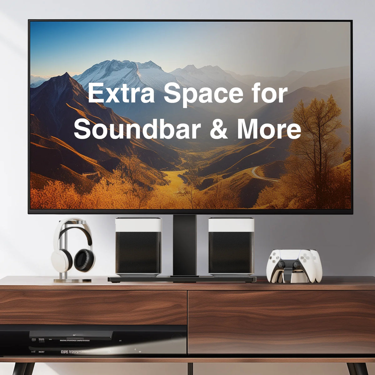Swivel TV Stand for 37-70 Inch Flat Screen TVs with Tempered Glass Base F2019