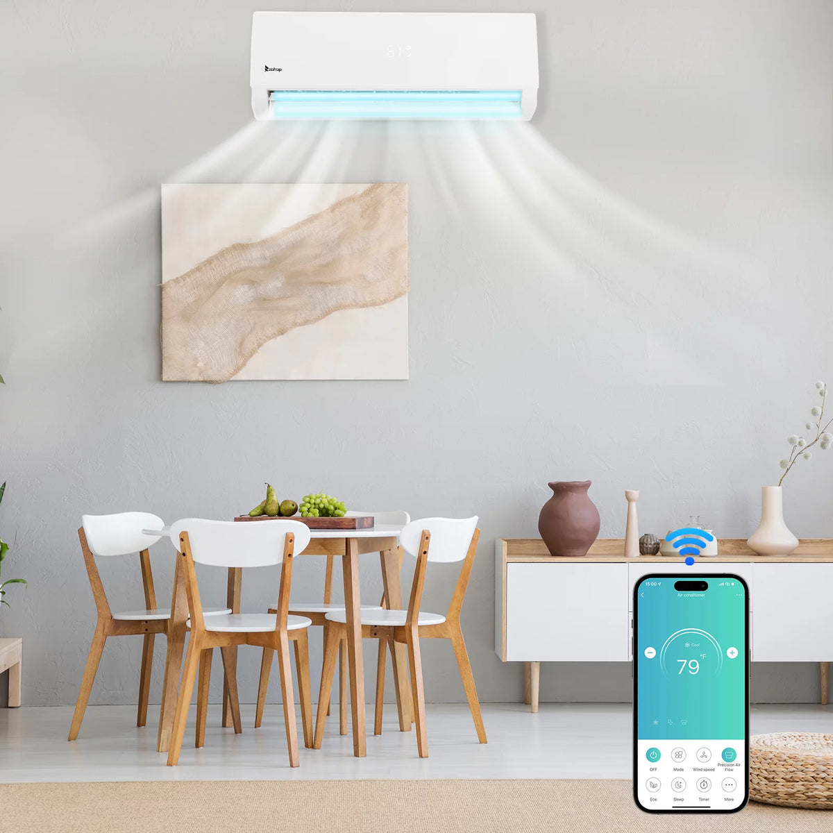 9000 BTU Wifi Enabled 19 Seer Mini Split Air Conditioner & Heater T452296