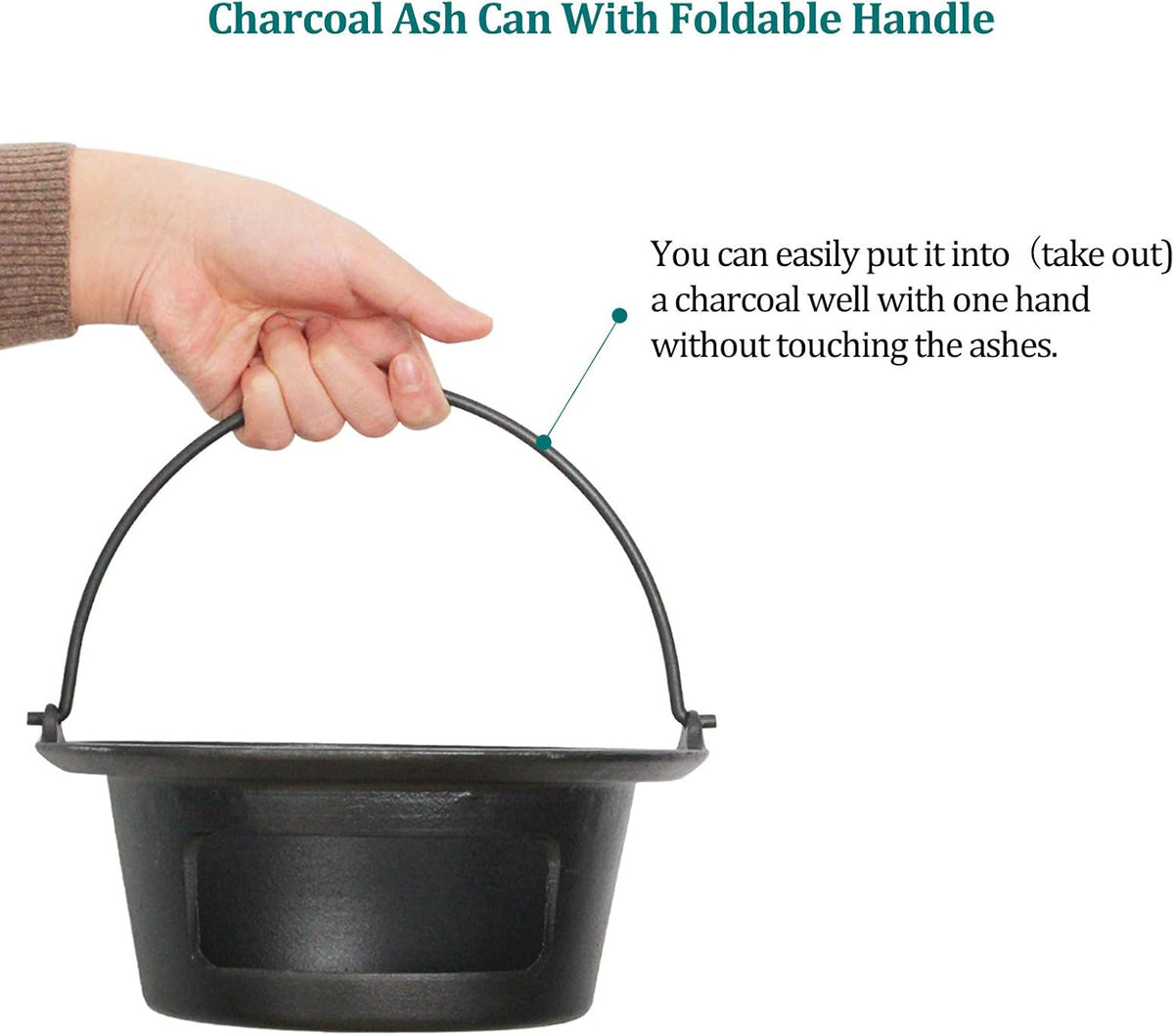Cast Iron Ash Can with Handle Charcoal Ash Basket Y151