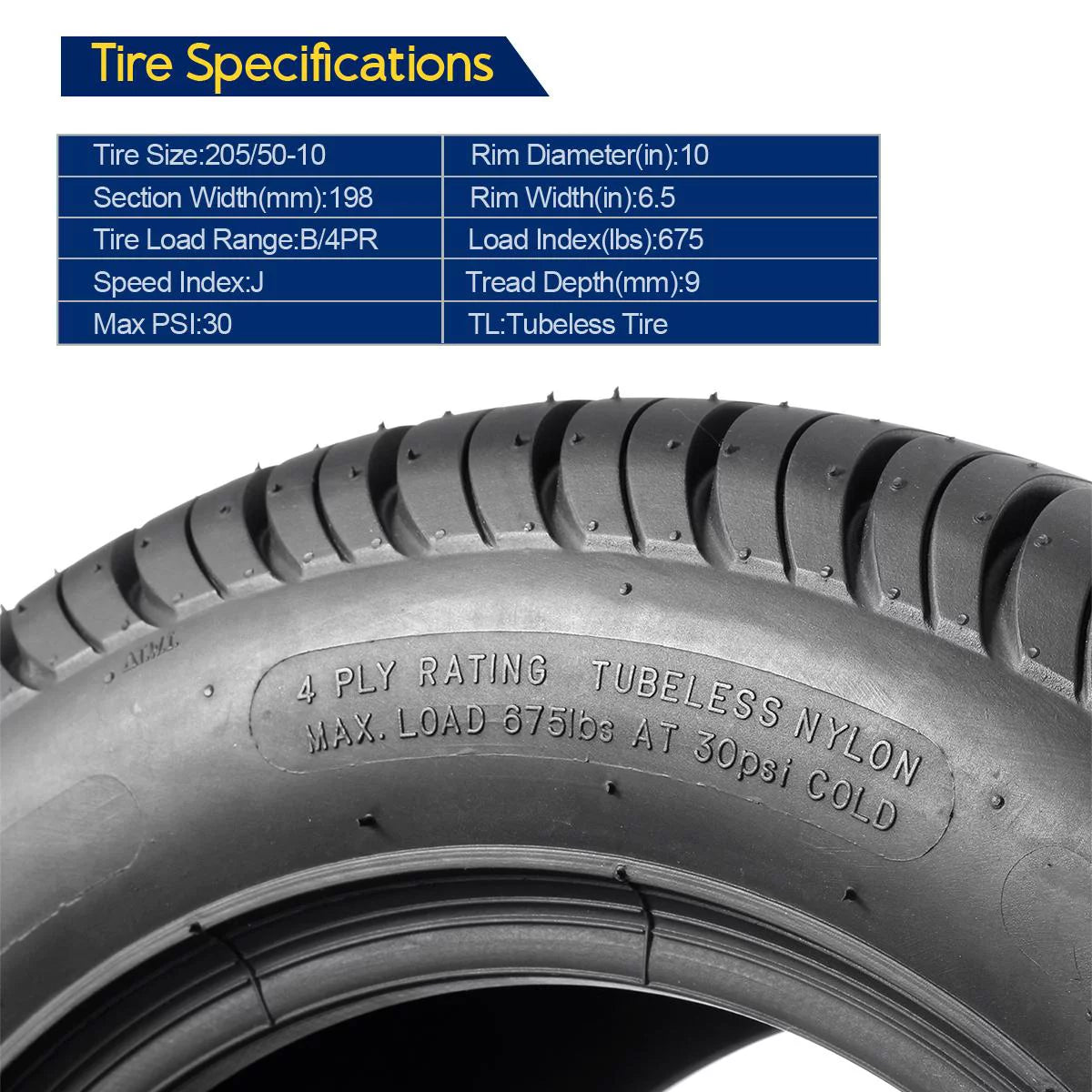 Golf Cart Tires 205/50-10 4Pcs G37608