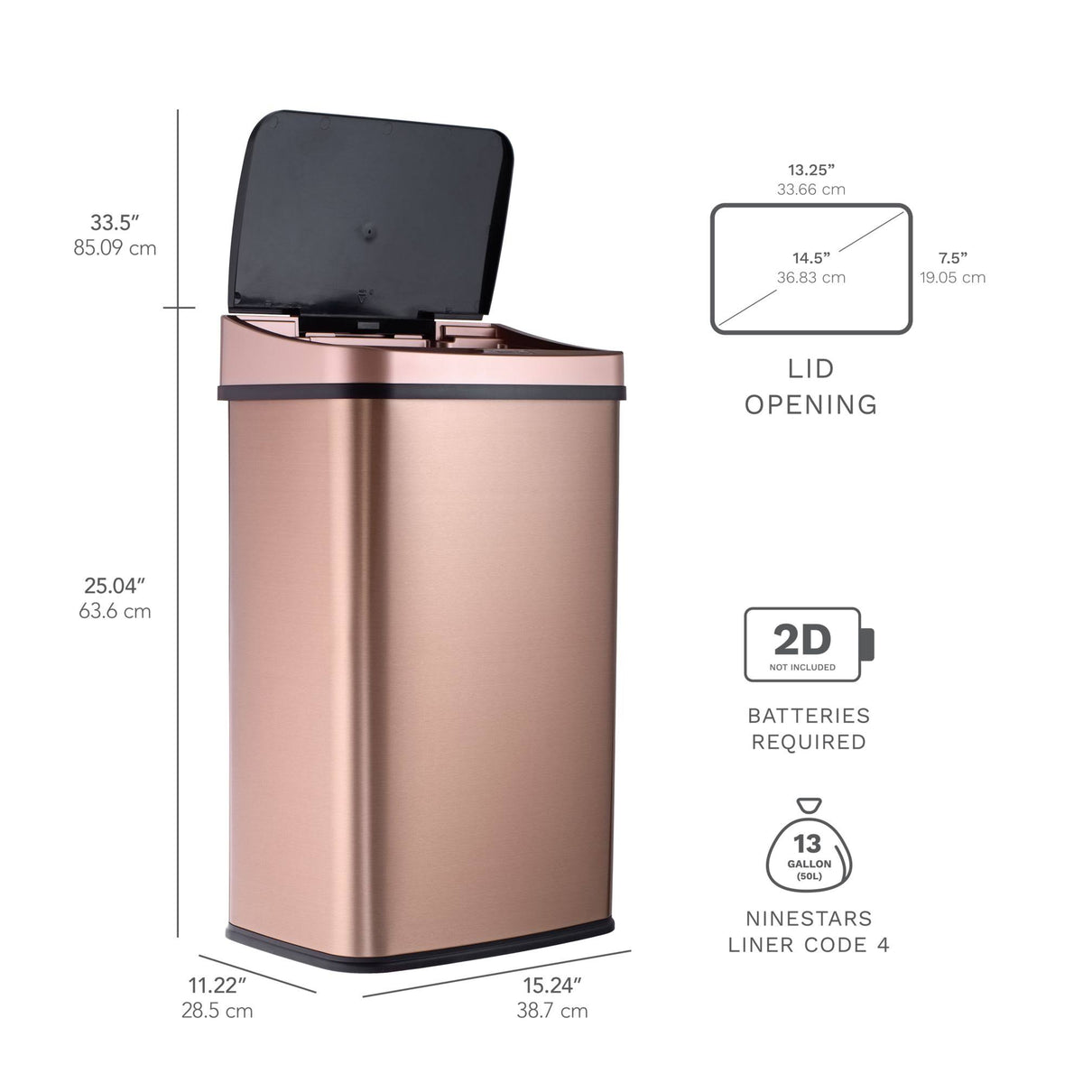13.2-Gal. Stainless Steel Sensor Trash Can K21083