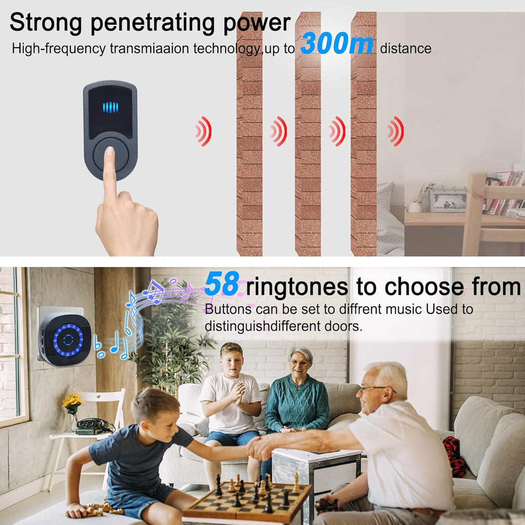 Wireless Caregiver Pager with 3 Plug in Receiver 3 Transmitter M510630