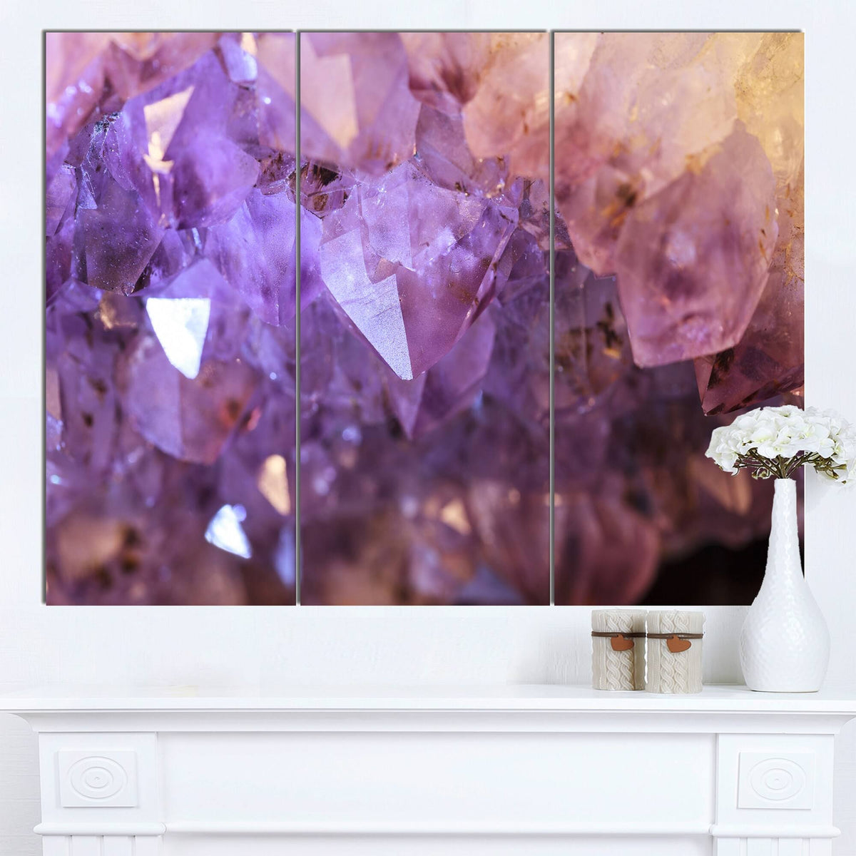 Purple White Abstract Canvas Artwork R4638