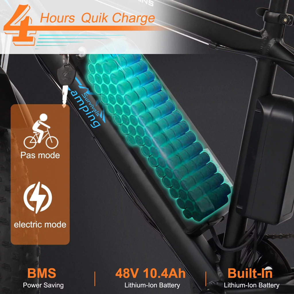 26 inch 7-Speed Electric Mountain Bicycle 500W 48V 10Ah A3149