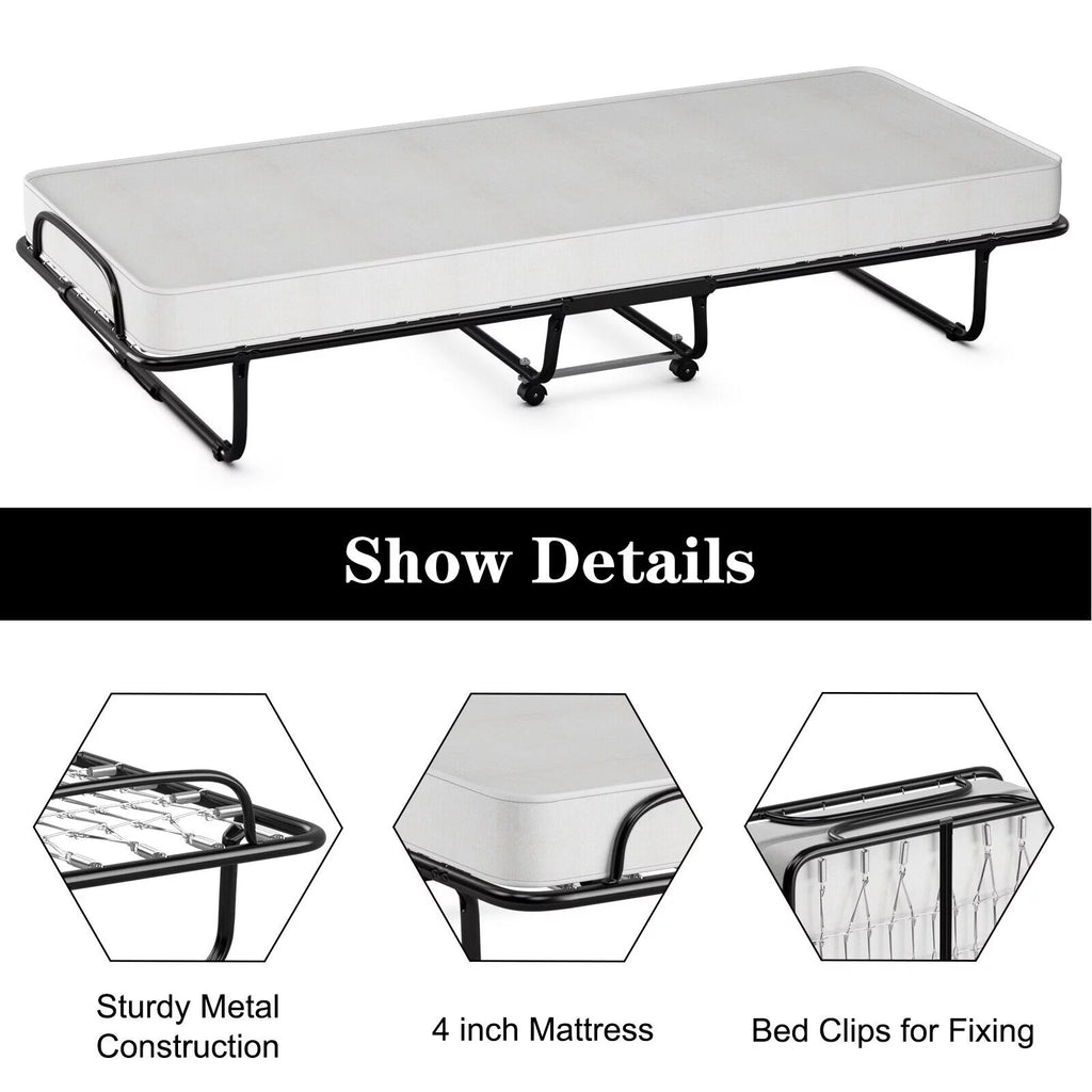 Folding Metal Bed with Memory Foam Mattress H366