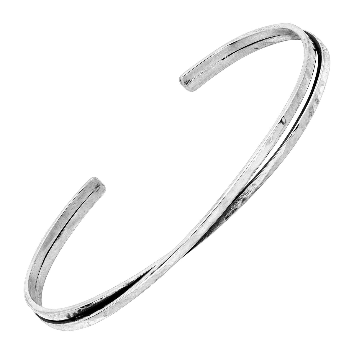 Hammered Double Row Cuff Bracelet in Sterling Silver V220