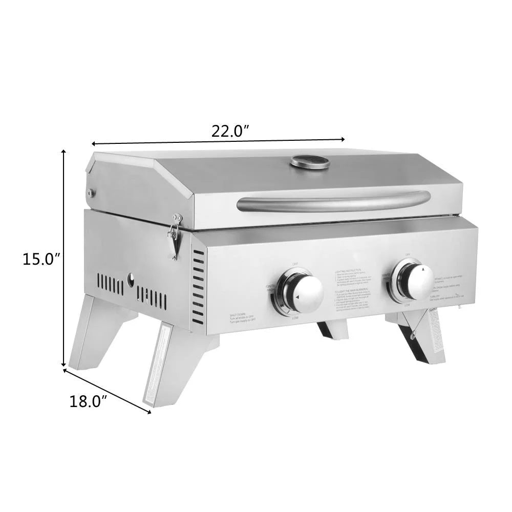 Portable 2 Burner Stainless Steel Propane Grill R7150
