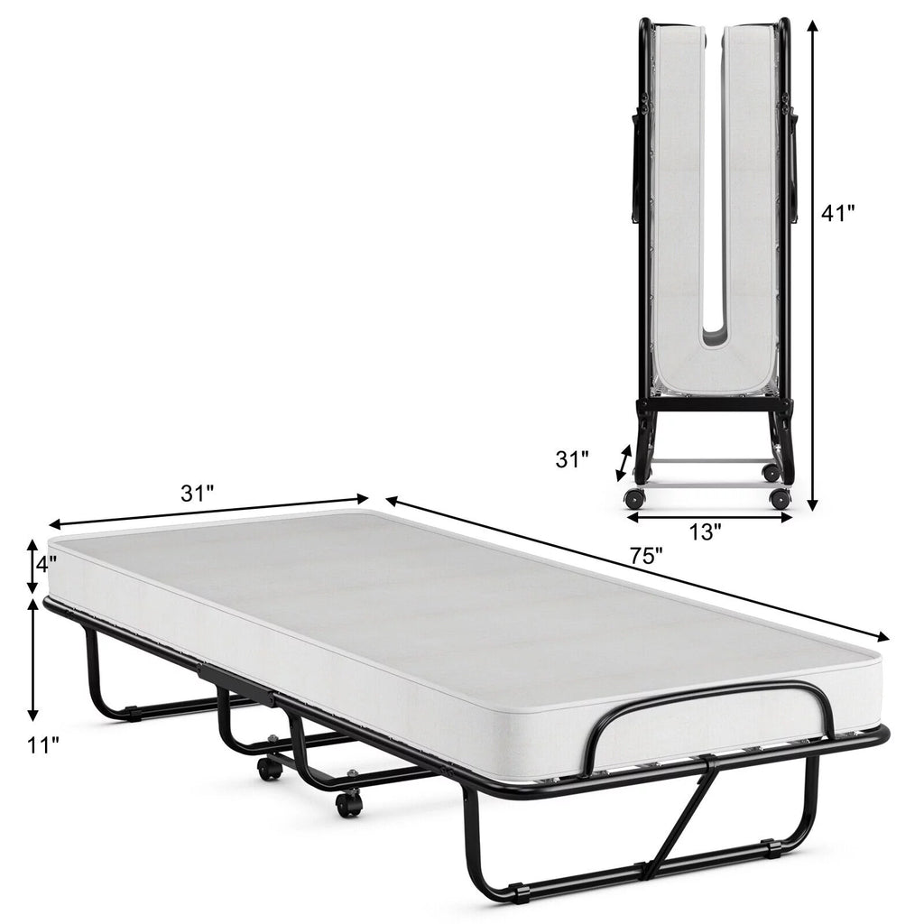 Folding Metal Bed with Memory Foam Mattress H366