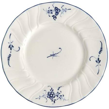 White Blue Round Bread Plate W4748