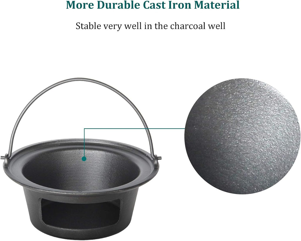 Cast Iron Ash Can with Handle Charcoal Ash Basket Y151