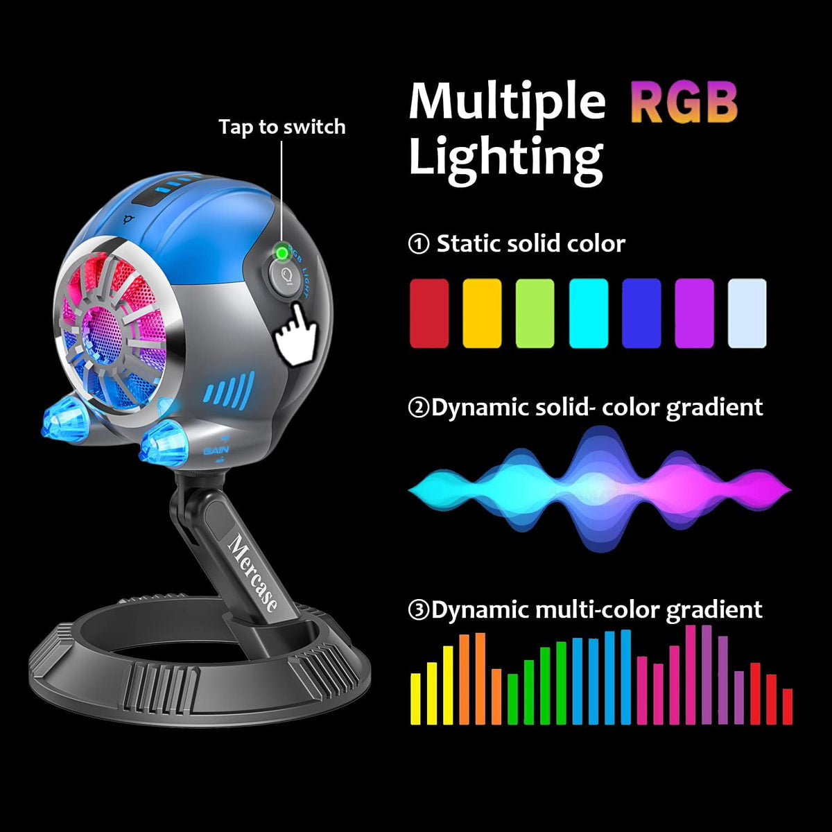 RGB Gaming Microphone with Quick Mute and Gain Control Q750