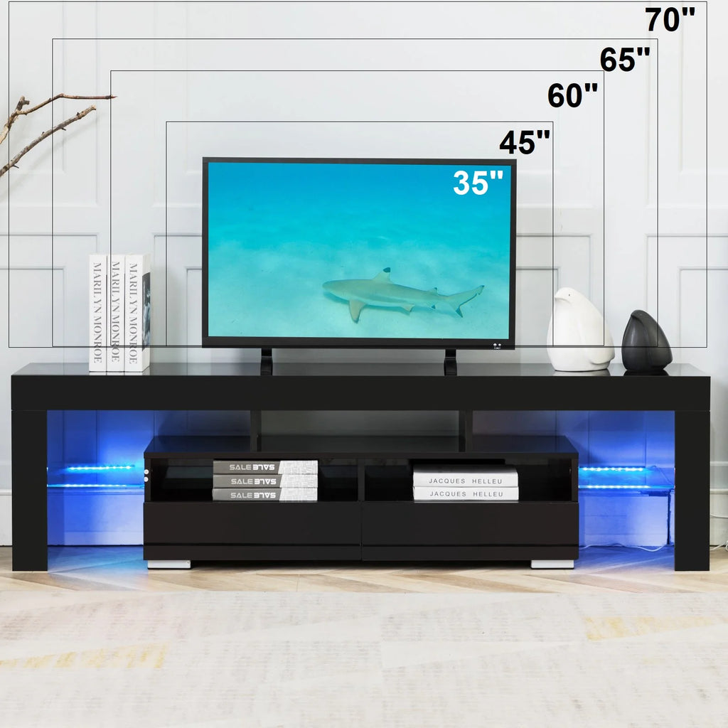 Black High Glossy TV Stand with LED Light A4136