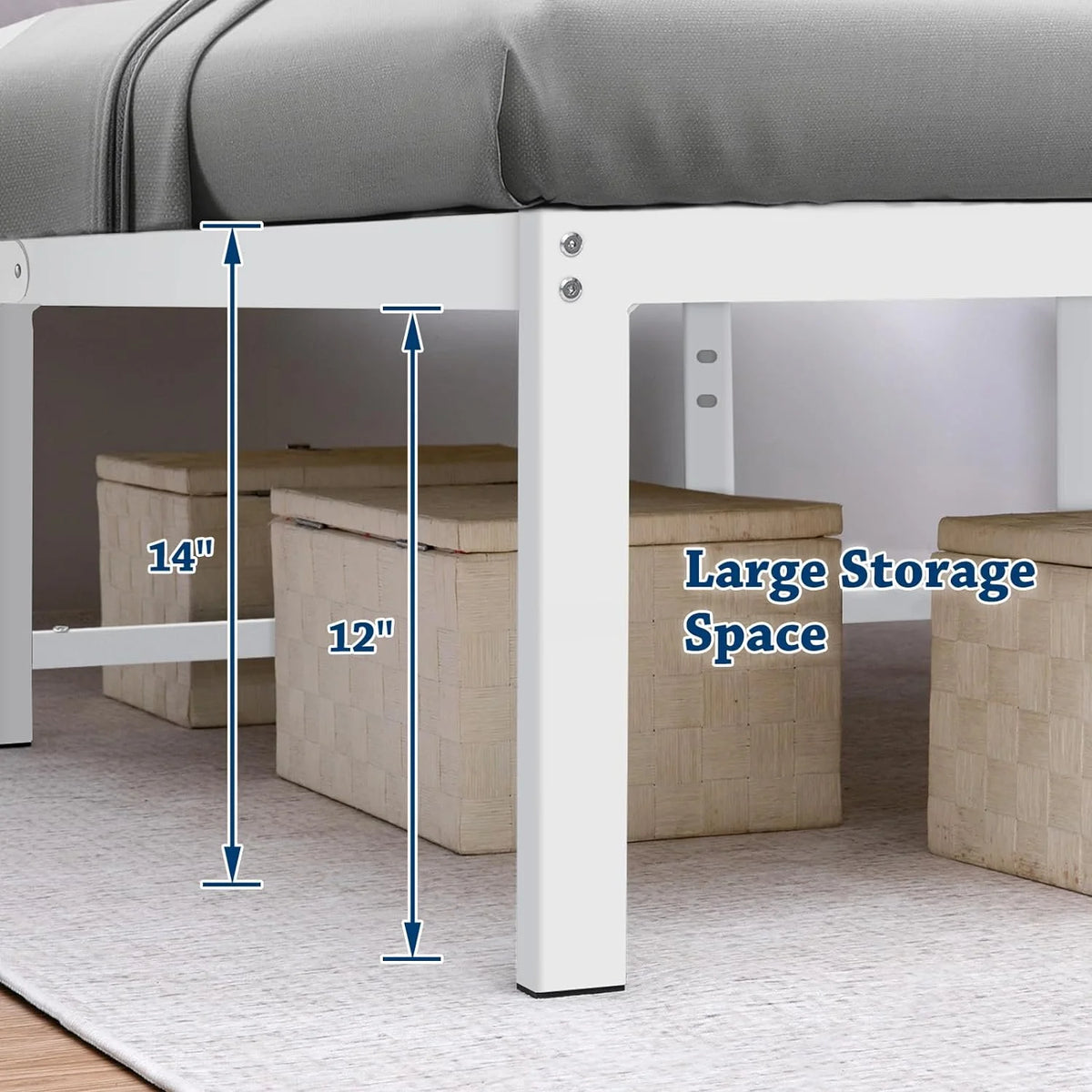14 Inch Full Storage Bed Frame with Steel Slats A312