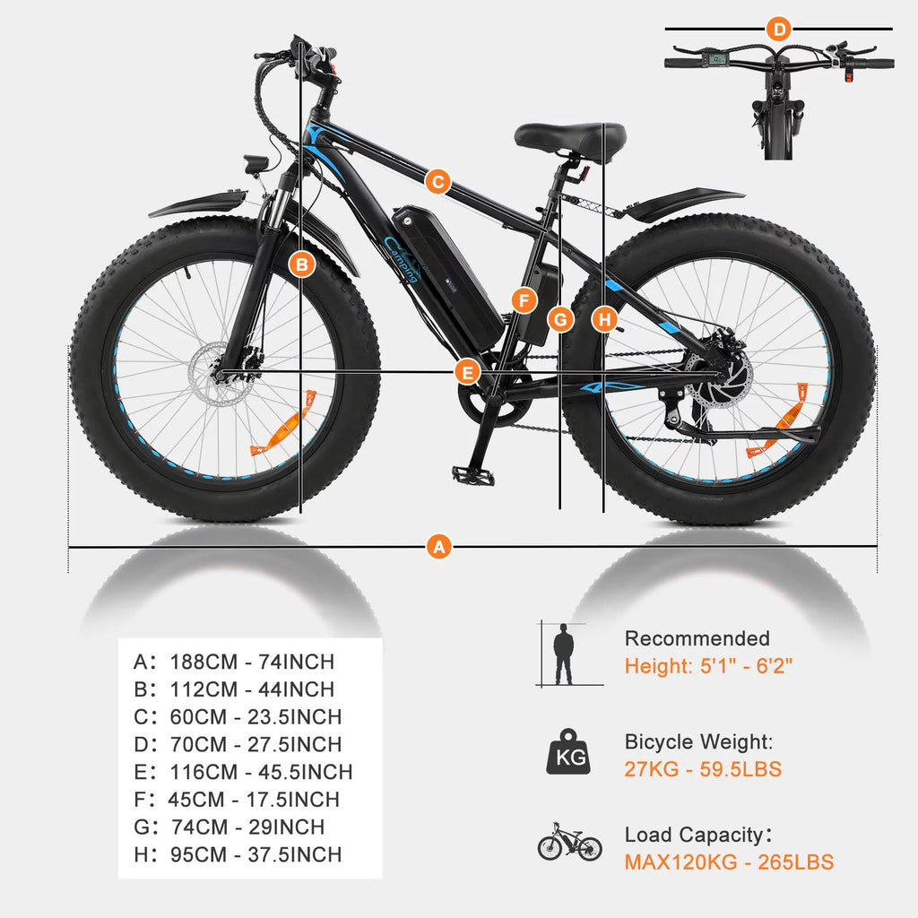 26 inch 7-Speed Electric Mountain Bicycle 500W 48V 10Ah A3149