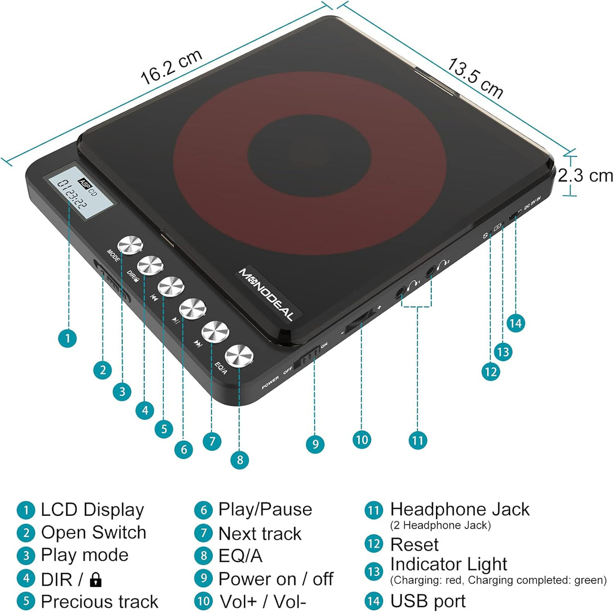 Portable CD Player with Built-in Speakers N2610