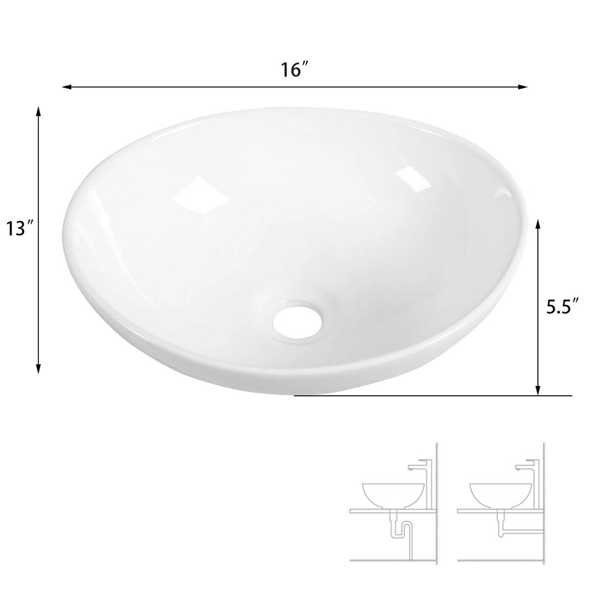 Oval Ceramic Vessel Sink with Pop Up Drain G819028