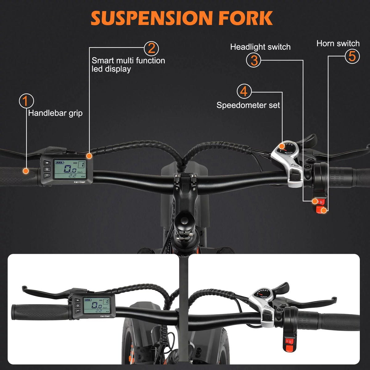 26 inch 7-Speed Electric Mountain Bicycle 500W 48V 10Ah A3149