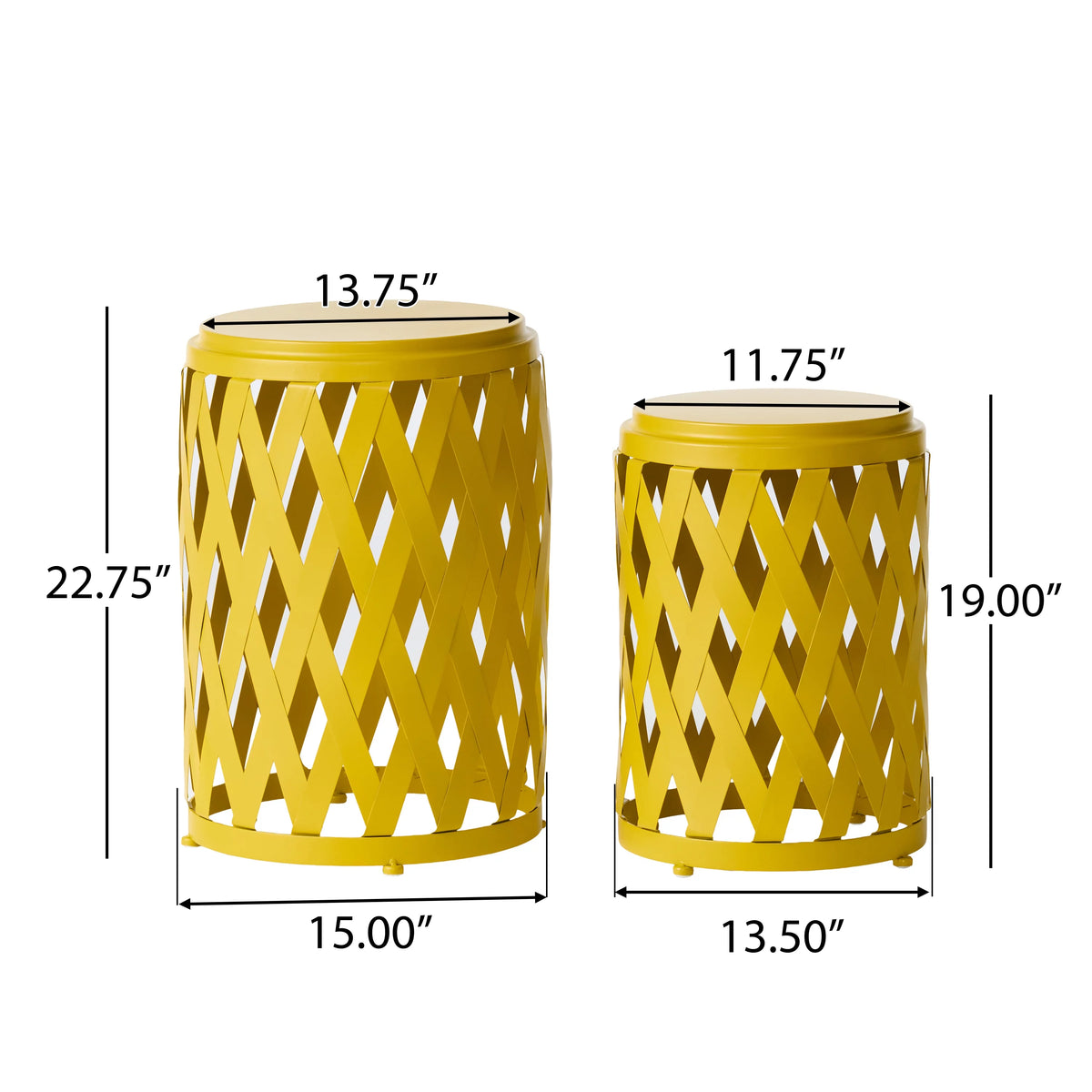 Iron Side Table Set Matte Yellow S337