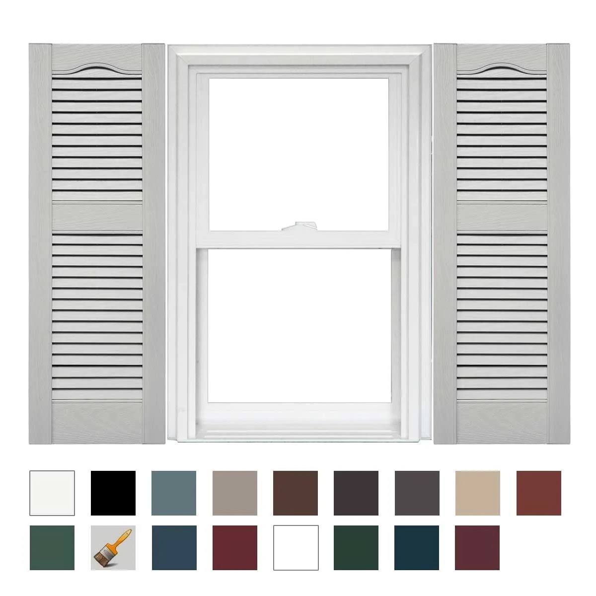 Vinyl Open Louver Shutters 1 Pair 14.5 x 64 Paintable X7864