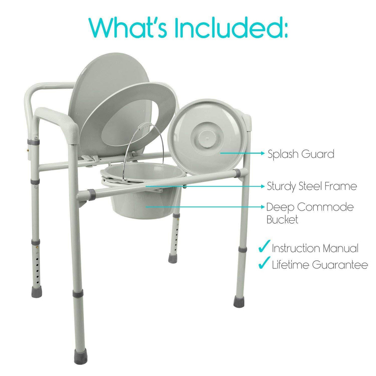 3 in 1 Extra Wide Folding Commode Chair P308370