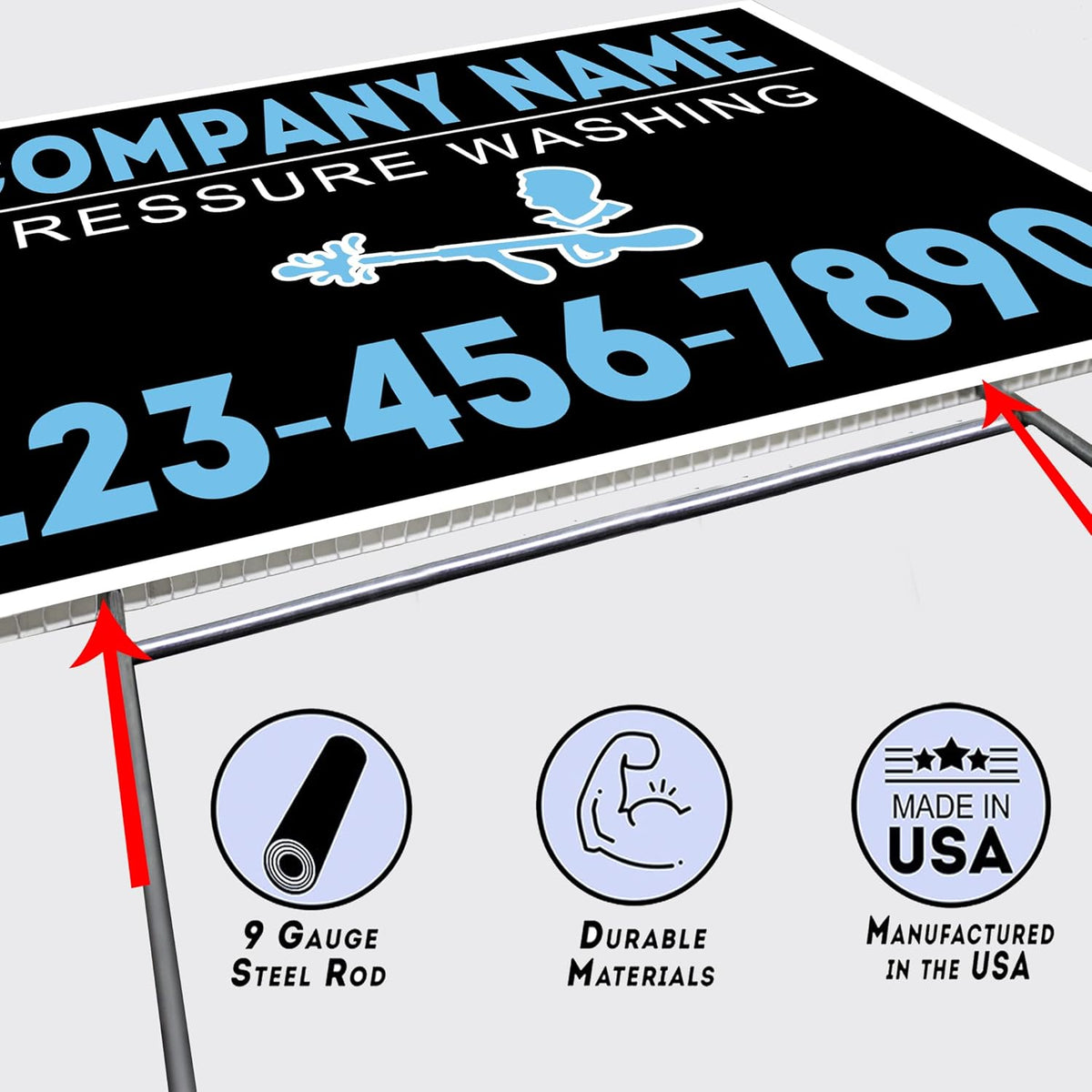 Custom Plastic 18x12 Double-Sided Pressure Washing Signs Y7917