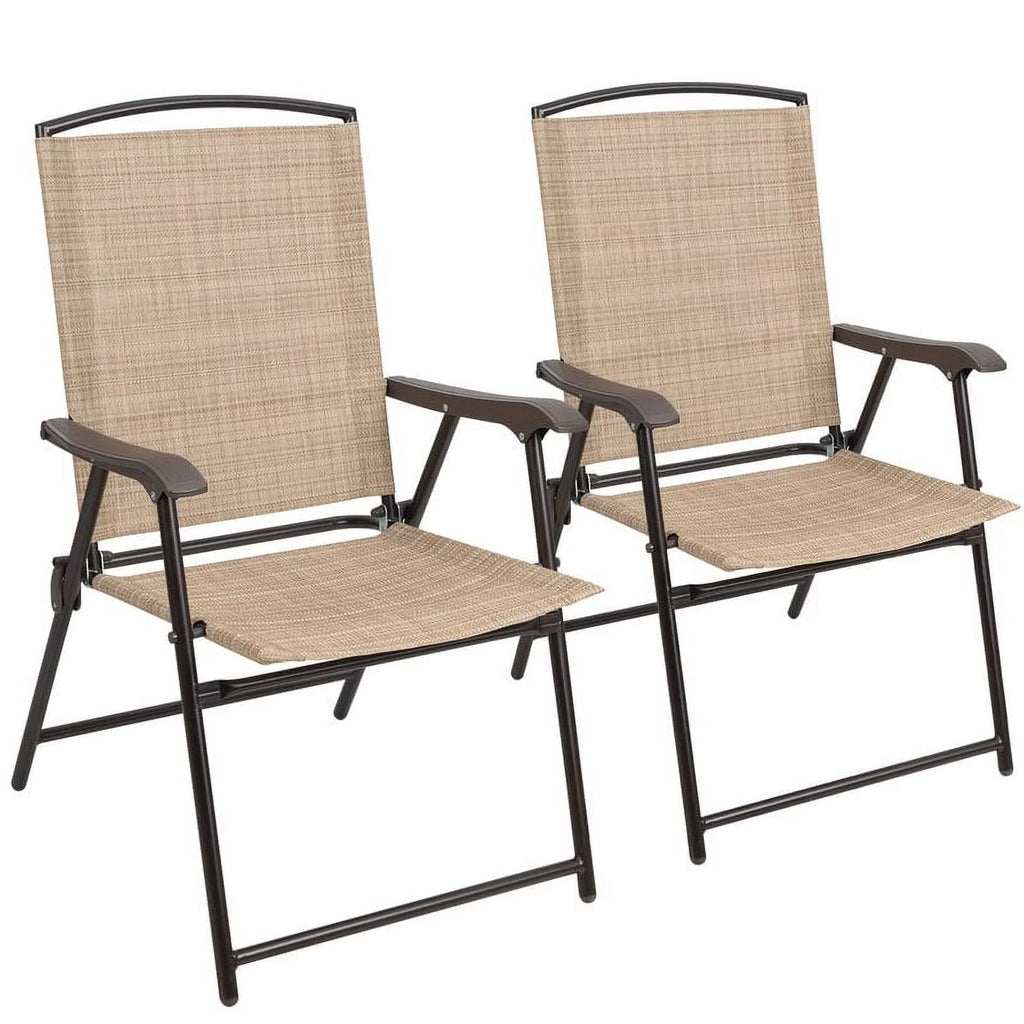 2 Pieces Beige Patio Folding Chairs H839